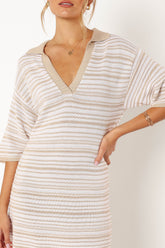 Harper Mini Dress - Sand White